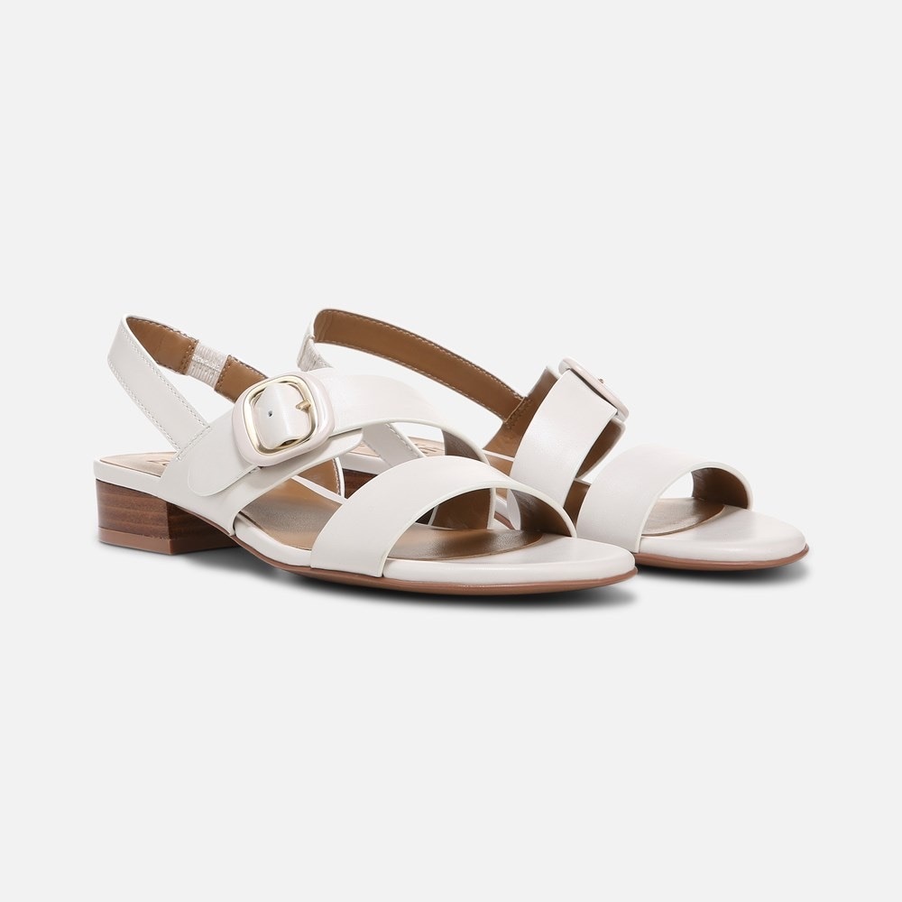 Naturalizer Meesha Leather Banded Buckle Detail Slingback Sandals In Off White